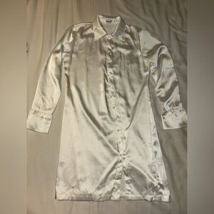 Elegant White bridal satin pajama button up